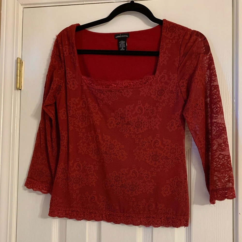 Red lace top. Medium